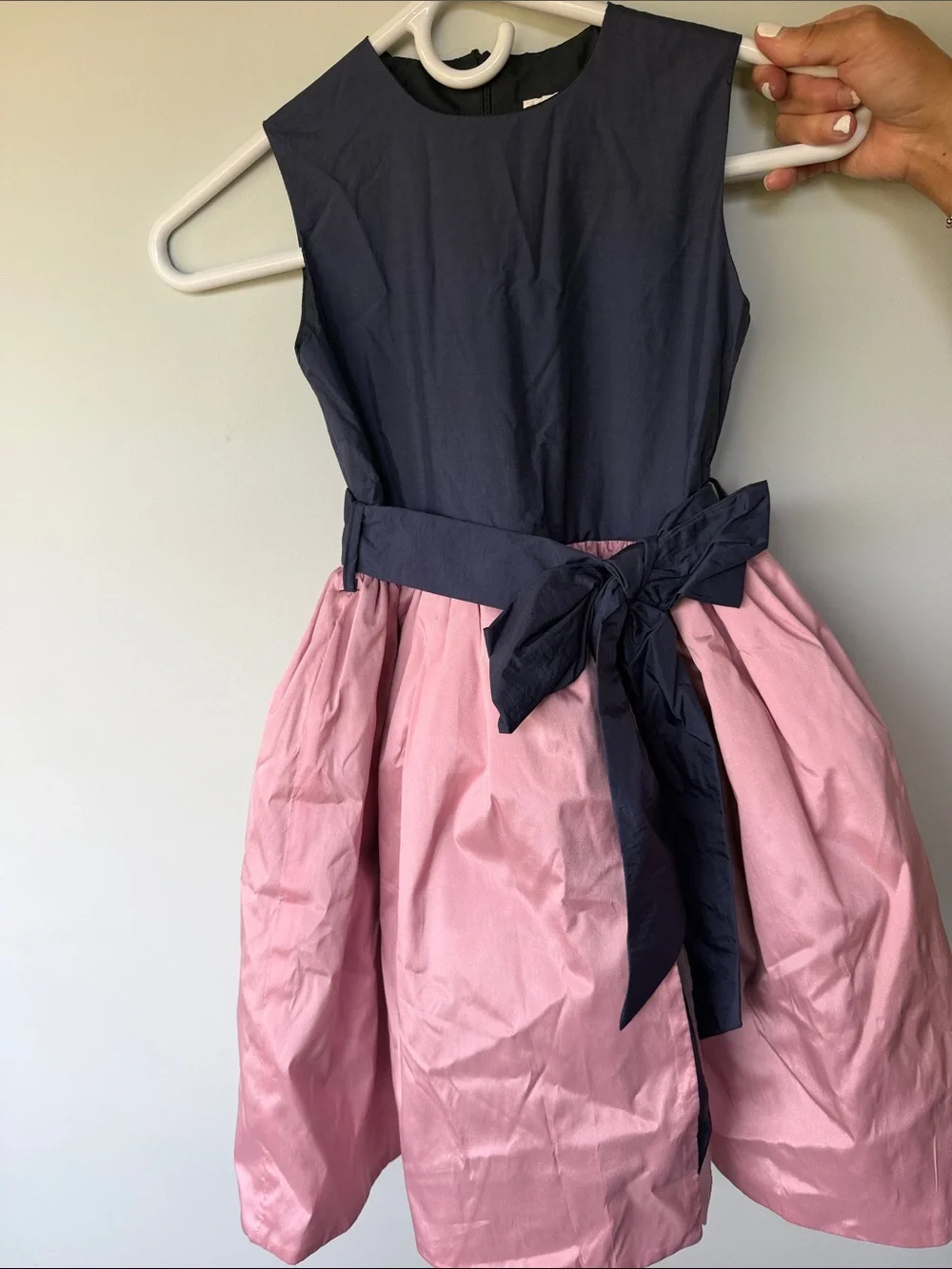 Girls' Navy and Pink Formal Party Dress with Sash